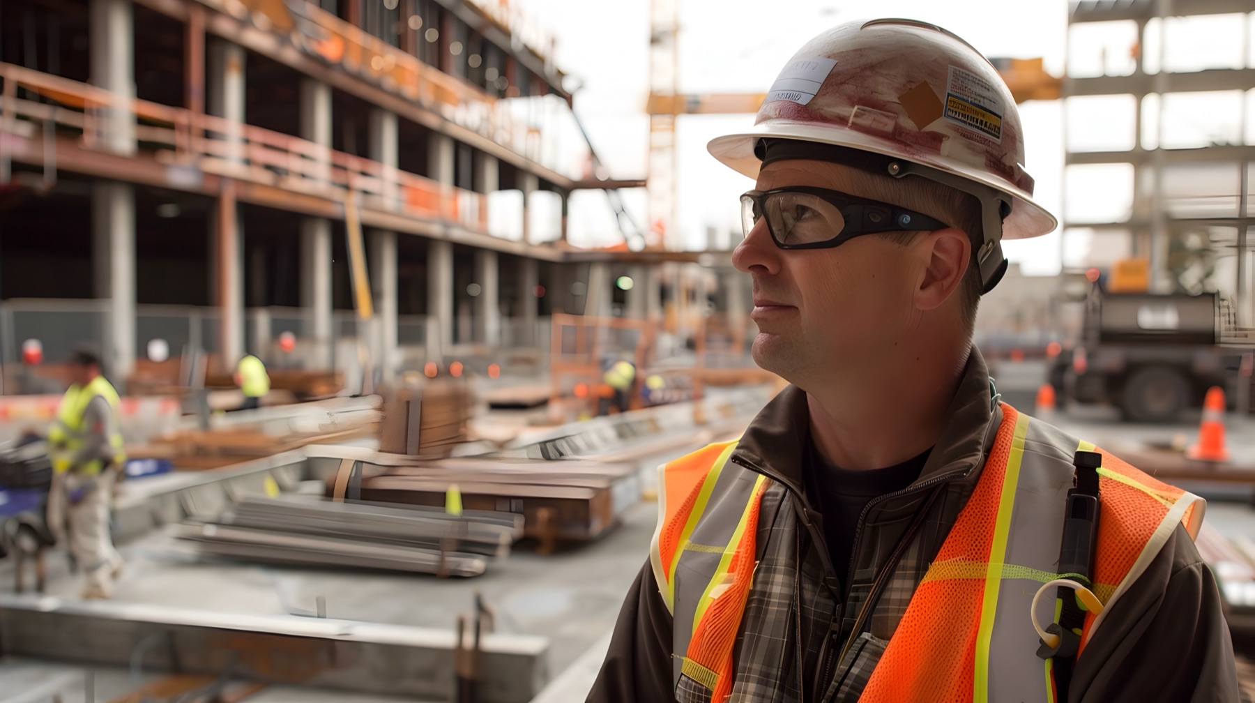 Professionnel du bâtiment sur un chantier